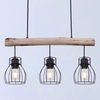 Wisząca lampa Mina 15326-3N belka z druciakami czarna drewno