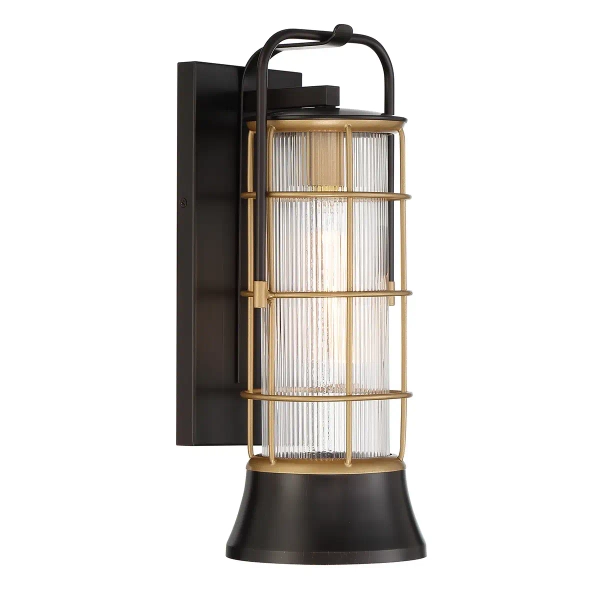 Elewacyjna lampa Rivamar QN-RIVAMAR-M-BLK-GD IP44 lampion złoty czarny