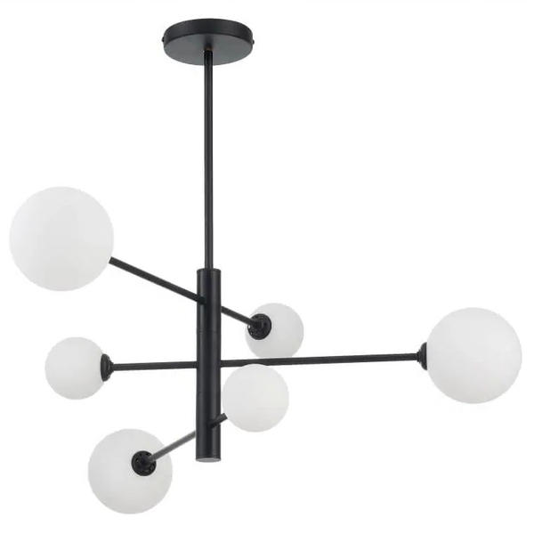 Loftowa LAMPA sufitowa DORADO LP-002/6P BK Light Prestige metalowa oprawa szklane kule plafon molekuły czarne białe