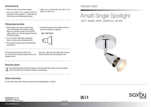 Reflektorowa lampa sufitowa Amalfi G2521013 Saxby do kuchni nikiel