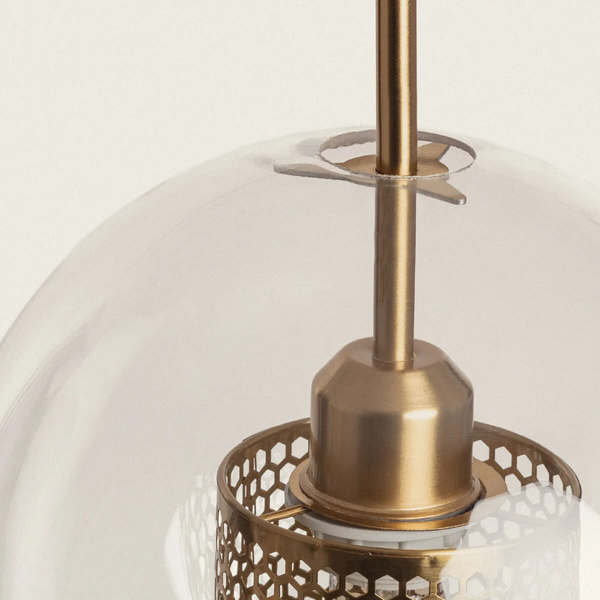 Szklana lampa wisząca Nobile ABR-Z0N-E27 Abruzzo kula złoty przezroczysty