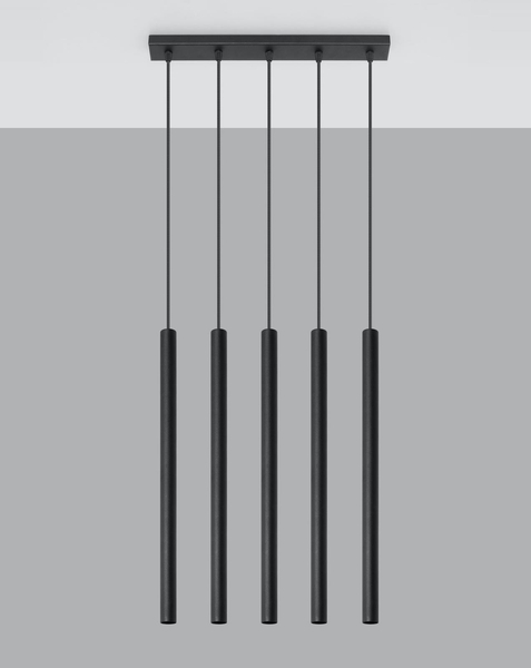 LAMPA wisząca Pastelo SL.0472 Sollux metalowa listwa zwis tuby sople czarne