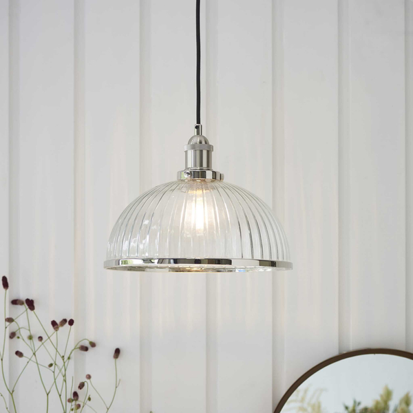 Klasyczna lampa wisząca szklana nikiel przezroczysty Hansen OUTLET