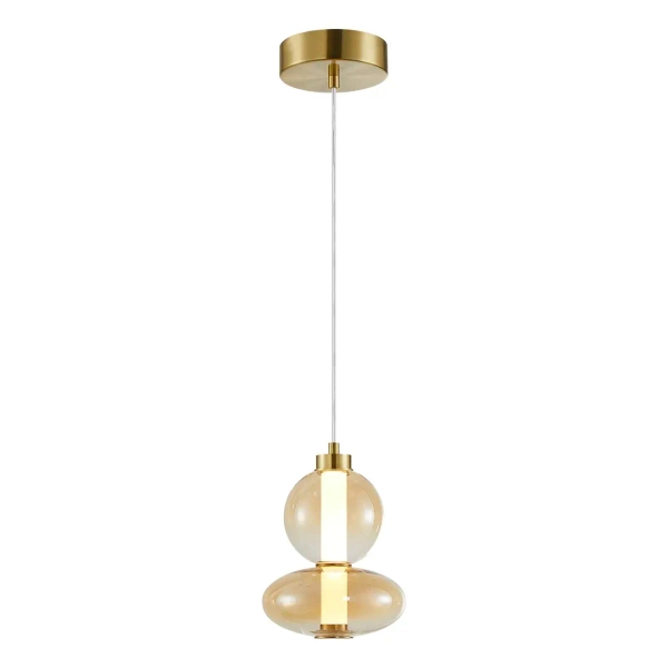 Szklana lampa zwisowa DAPHNE ML0345 LED 12W 3000K bursztynowa złota