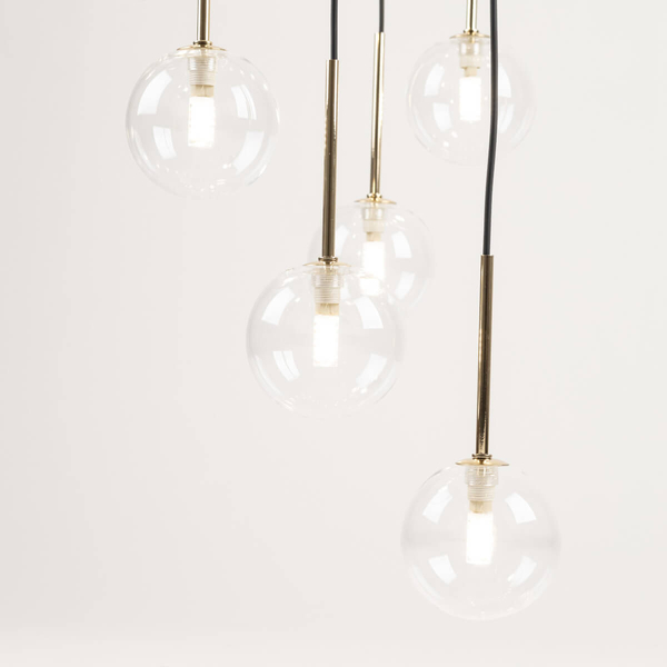 Wisząca lampa Aurora 10258 do salonu bańki bubbles złoty przezroczysty czarny