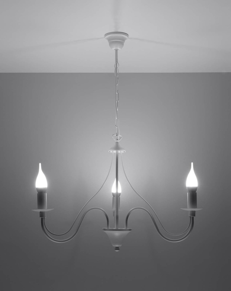 Żyrandol LAMPA wisząca SL.0213 metalowa OPRAWA świecznikowa ZWIS na łańcuchu maria teresa biała