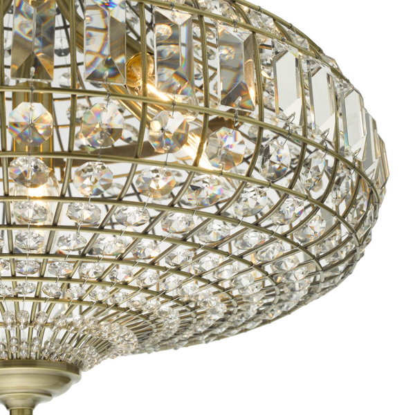 Wisząca lampa kryształowa Asmara ASM0675 mosiądz przezroczysty