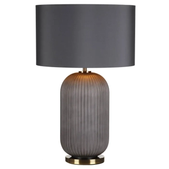 Lampka nocna Helicon HEL4239 żebrowane szkło do sypialni szary