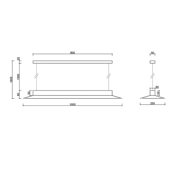 Podłużna lampa wisząca YOTTSU YOC699P04 metalowa niebieska LED 24W 4000K nad stół do jadalni