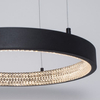 Glamour LAMPA wisząca MORON LE41722 Luces Exclusivas metalowa OPRAWA okrągy ZWIS LED 25W 3000K ring z krysztakami czarny