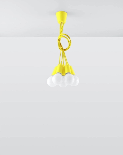 Wisząca LAMPA industrialna SL.0580 pająk OPRAWKA przewody ZWIS kable żółta