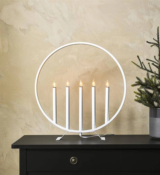 Świecznik stołowy biały Surround okrągły ring candle biały