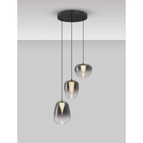 Potrójna lampa wisząca JAREVIA LE45122 LED 10W 3000K szklana szara