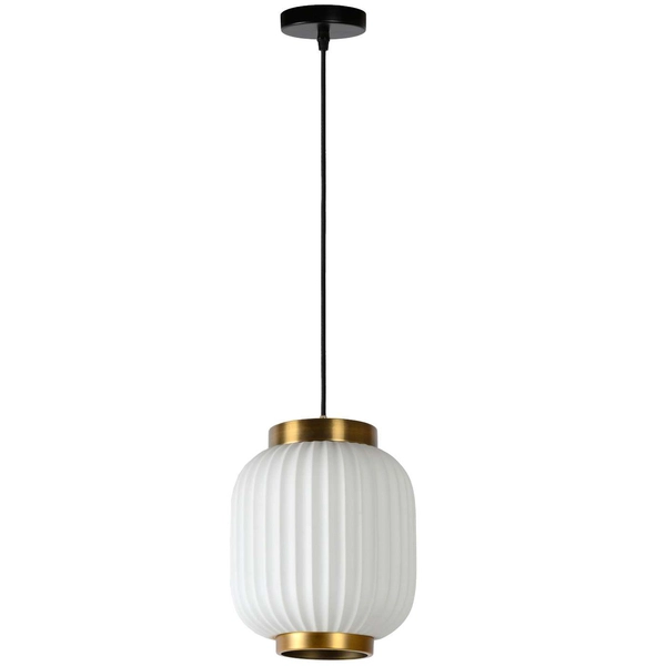 Plisowana LAMPA wisząca GOSSE 13435/01/31 Lucide porcelanowa OPRAWA retro ZWIS angielski biały