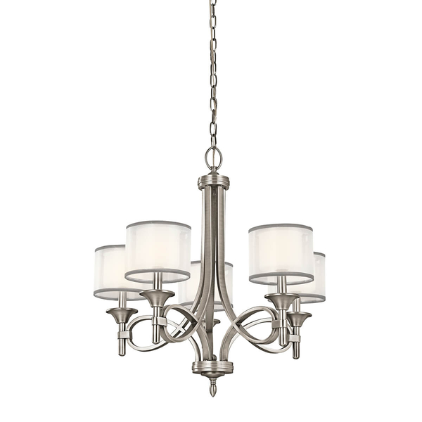 Szklany żyrandol Lacey KL-LACEY5-AP Kichler organza metal biały srebrny