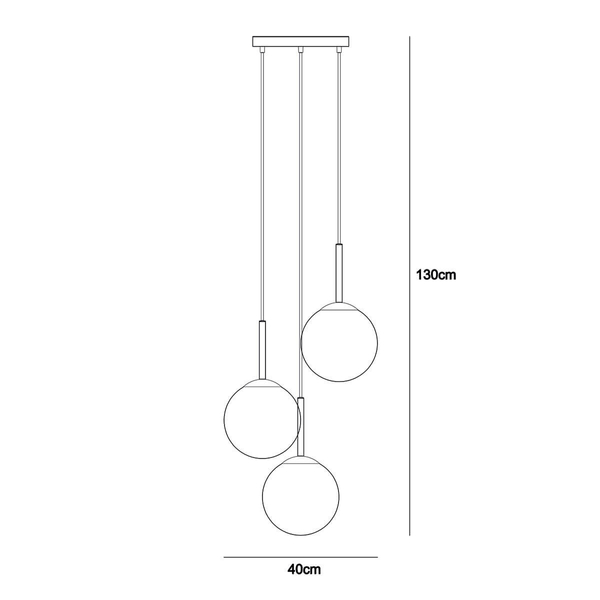 Kulista lampa zwisająca Deore PND-5578-3S-BRO-BK Italux szklana biała złota czarna
