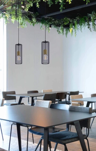 Wisząca lampa Gabia K-4935 industrialna czarna złota