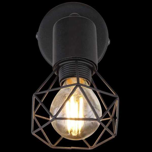 Druciana LAMPA ścienna XARA I 54802S-1 Globo metalowa OPRAWA industrialny kinkiet czarny