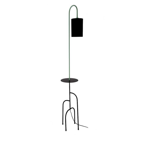 Lampa podłogowa z abażurem Ravello półka czarna zielona