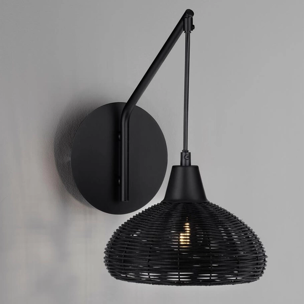 Kinkiet ścienny TACNA LE44360 japandi pleciony ekologiczny czarny