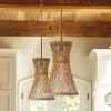 Rattanowa wisząca lampa Twyla QN-TWYLA-1P-BNG ażurowa złota
