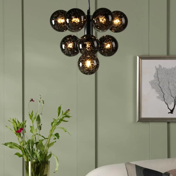 Szklana wisząca lampa Vine VIN2322-21 kule balls przydymiona czarna