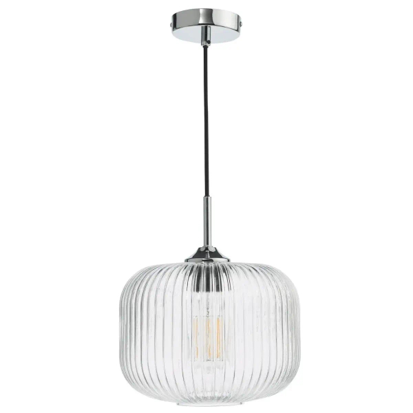 Regulowana wisząca lampa Demarius DEM0108 ryflowany szklany przezroczysty