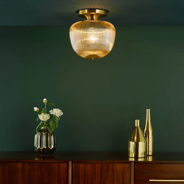 Sufitowa lampa do salonu Abrielle ABR5206 szklana bursztynowa