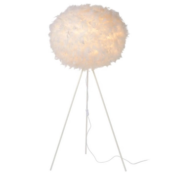 Stojąca lampa GOOSY 71767/50/31 Lucide piórka kula do sypialni biała