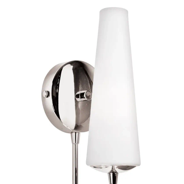 Kinkiet metalowy z abażurem Magnum 1121 Zumaline nad łóżko chrom