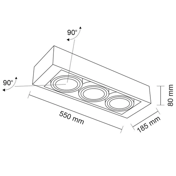 LAMPA sufitowa KOGA 1154 Shilo ścienna OPRAWA prostokątna KINKIET reflektorki czarne