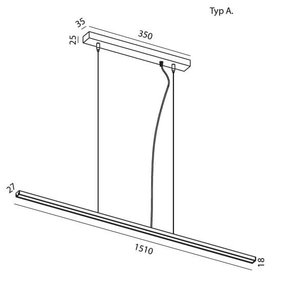 Lampa zwisowa Slima 5122A04203-11 Elkim LED 30W 4000K liniowa czarna