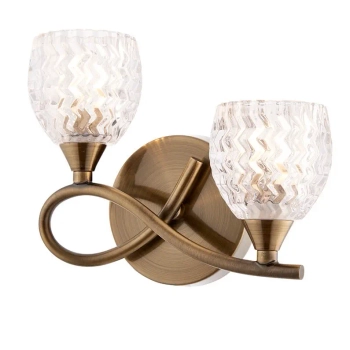 Podwójna lampa ścienna Boyer BOYER-2WBAB-L szklana mosiądz przezroczysty