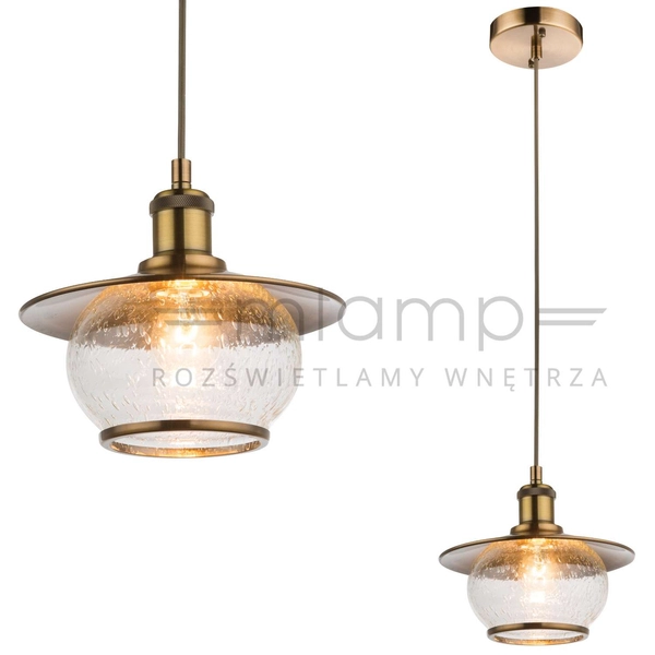 LAMPA wisząca NEVIS 69030 Globo szklana OPRAWA zwis vintage kula ball brąz antyczny przezroczysty