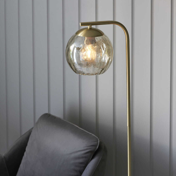 Kulista lampa podłogowa Dimple 98271 Endon szkło złota przezroczysta