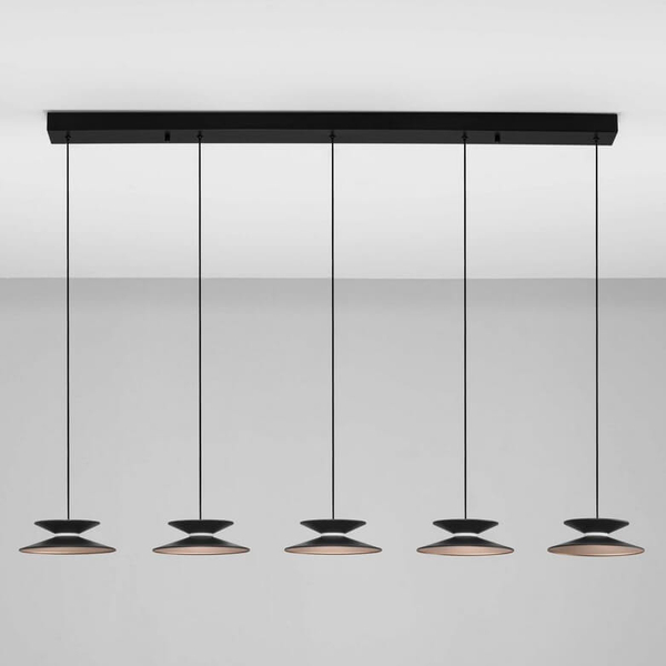 Lampa wisząca na belce GUANAY LE44744 LED 24W 3000K stożki czarna złota