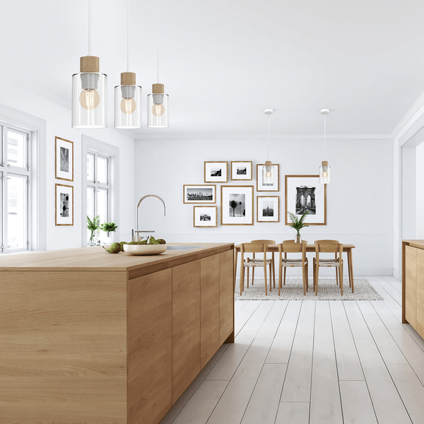 Lampa wisząca Madera MLP8555 na listwie biała drewniana