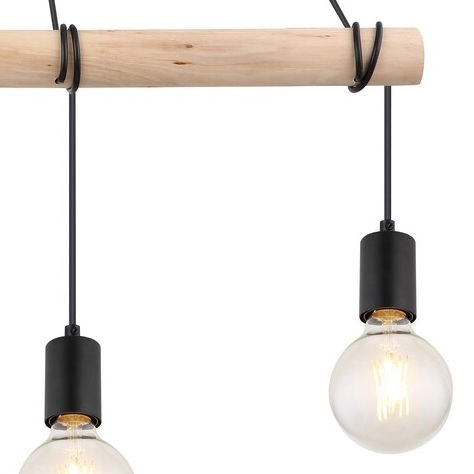 Ekologiczna LAMPA wisząca PABLO 3980 Rabalux drewniana belka ZWIS do kuchni czarny