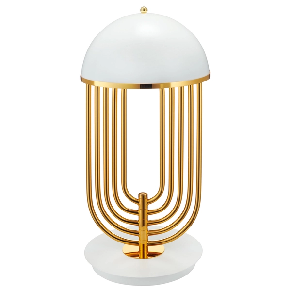 Modernistyczna lampa stołowa Dolce vita ST-1602 white Step złota biała