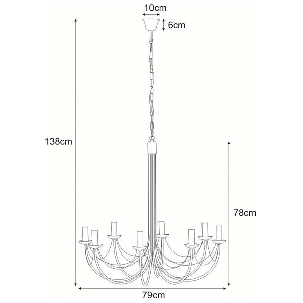 Żyrandol LAMPA wisząca Perseo K-3521 Kaja świecznikowa OPRAWA metalowa ZWIS pałacowy czarny