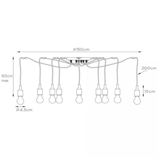 Wisząca lampa industrialna Fix Multiple pająk czarny