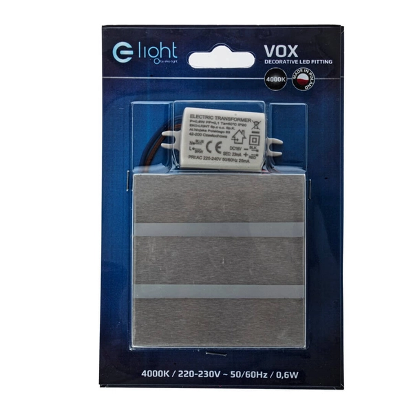 Ścienna lampa schodowa Vox EKS6165 Eko-light LED 0,6W 4000K biała srebrna