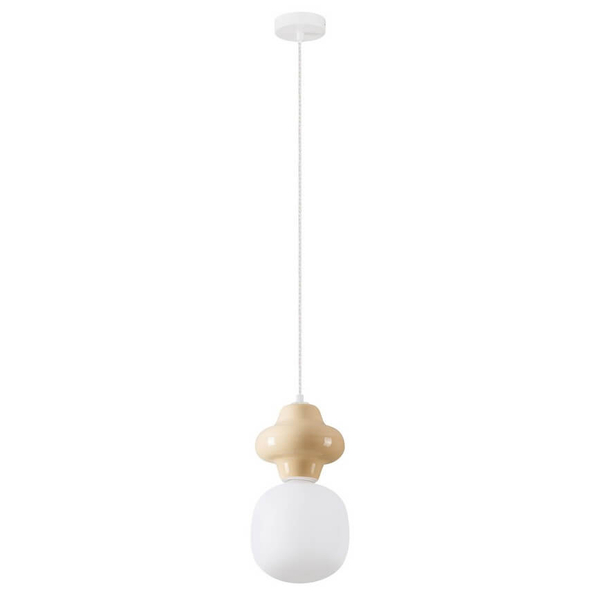 Dziecięca lampa wisząca VILROSA LE44553 szklana biała beżowa