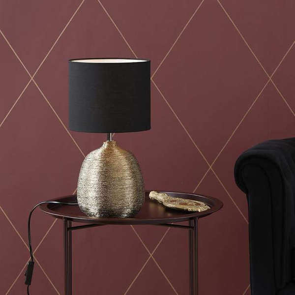 Ceramiczna LAMPA stołowa OSCAR 107068 Markslojd abażurowa LAMPKA stojąca złota czarna