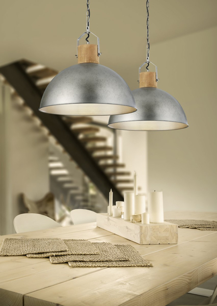 Wisząca LAMPA loftowa DELHI 303400167 Trio metalowa OPRAWA kopuła ZWIS industrialny nikiel brązowy