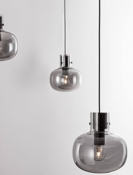 Podwieszana lampa salonowa Padre stylowa czarna przydymiona