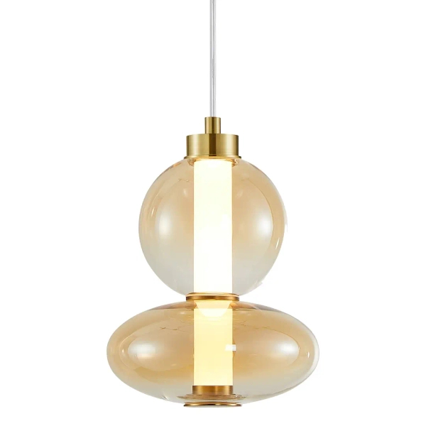 Szklana lampa zwisowa DAPHNE ML0345 LED 12W 3000K bursztynowa złota