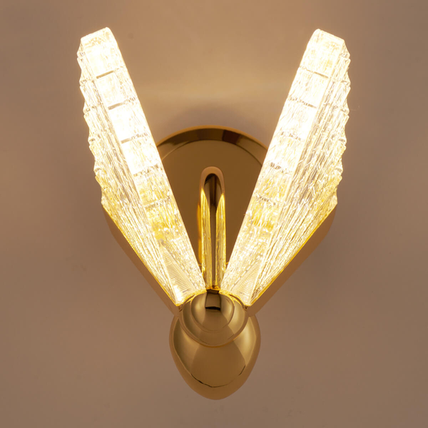 Ozdobny kinkiet ścienny Bee ST-W0612-1S LED 7W 3000K motyl szkło złoty