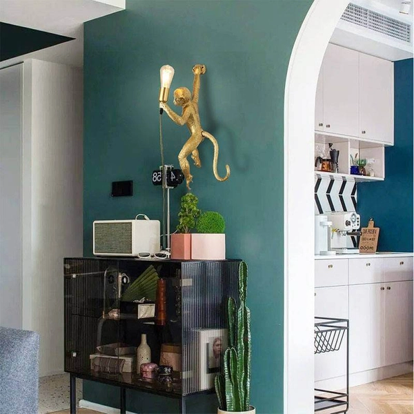 Kinkiet na ścianę małpka Monkey ABR-KAR3-G Abruzzo ozdobny złoty