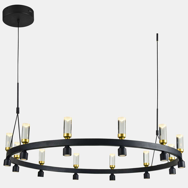 Modernistyczna LAMPA wisząca ALMELO PND-83812-24 Italux metalowa OPRAWA okrągła ZWIS LED 50,4W 3000K tuby czarne przezroczy